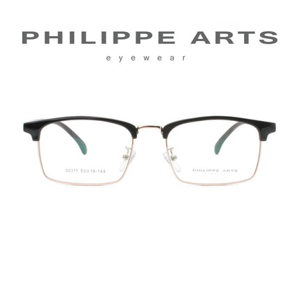 필립아츠 명품 안경테 00317-C2 사각 하금테 남자 여자 가벼운 패션 안경 오버핏
