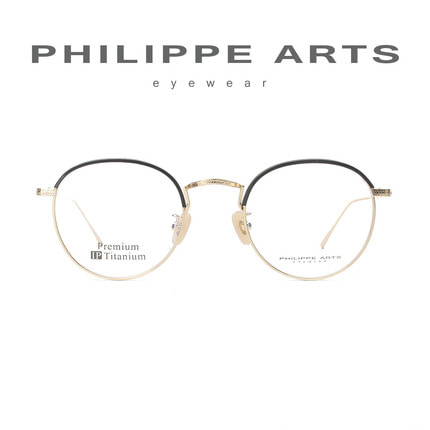 필립아츠 초경량 티타늄 안경테 IP도금 PA5027/D-C01 동글이 투톤 가벼운 안경 남자 여자 빈티지 패션