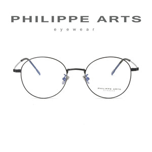 필립아츠 안경테 52111 C1 스테인레스 가벼운 안경 라운드 블랙